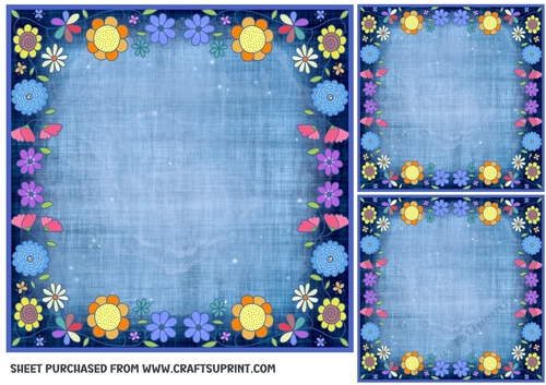 3 Blue floral card front/topper blanks(n) 1