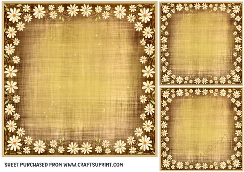 3 Cream floral card front/topper blanks(n) 