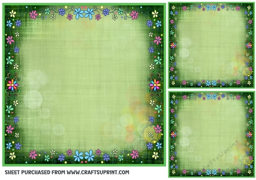 3 Green floral card front/topper blanks(n) 
