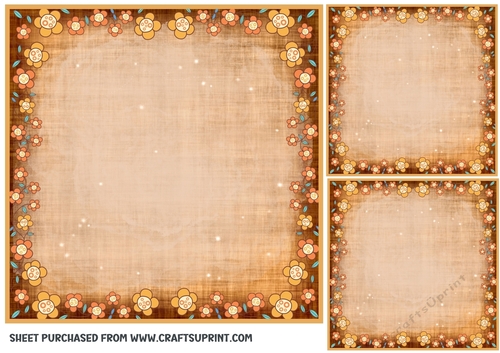 3 Orange floral card front/topper blanks(n) 