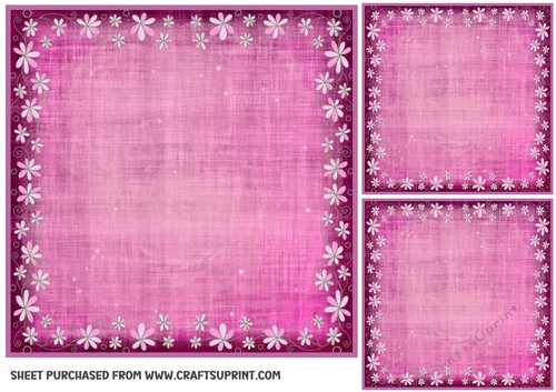 3 Pink floral card front/topper blanks(n) 