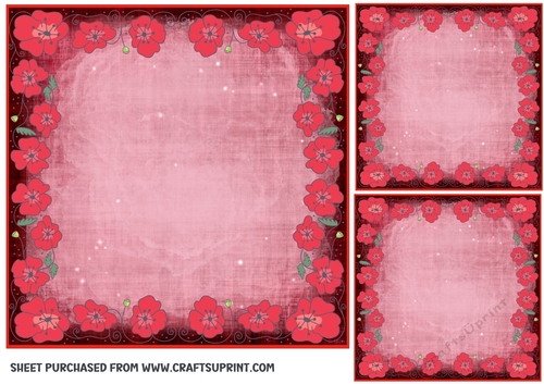 3 Red floral card front/topper blanks(n) 