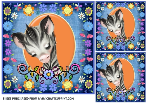 3 Blue floral animal card front/toppers 4