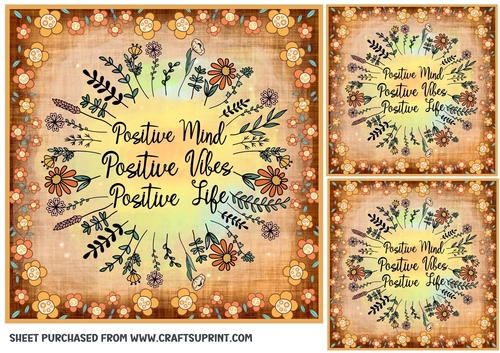 3 Orange floral positive card front/toppers