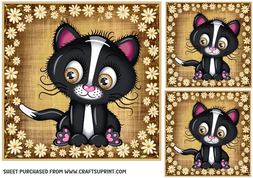 3 Cute floral cat card front/toppers 4