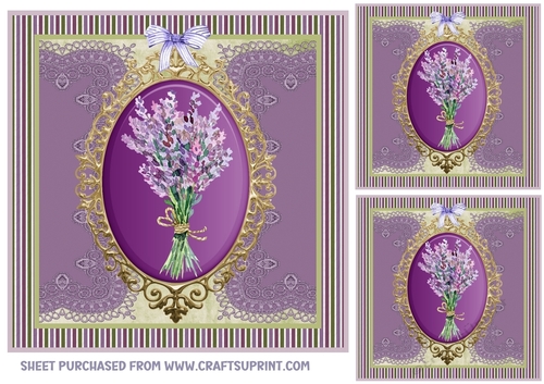 3 lavender and lace card front/toppers 1