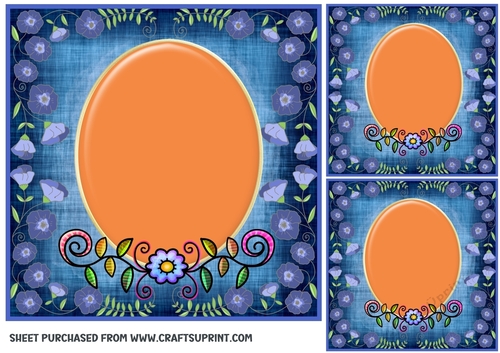 3 Blue floral framed card front/topper blanks 1