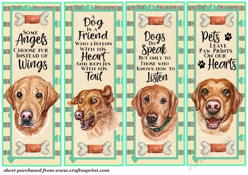 4 Yellow Lab bookmarks/toppers