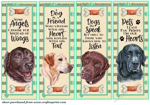 4 Assorted Labrador toppers/bookmarks