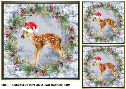 3 Christmas deer card front/toppers 2