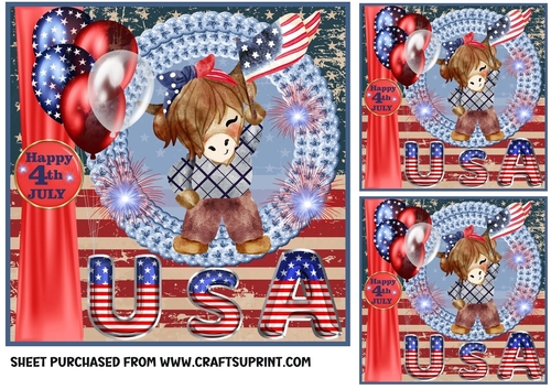 3 Happy 4th of July card front/toppers 1