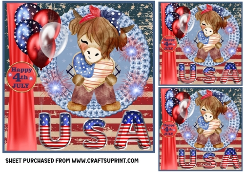 3 Happy 4th of July card front/toppers 2