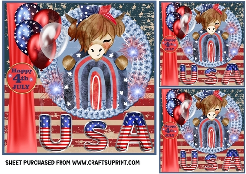 3 Happy 4th of July card front/toppers 3