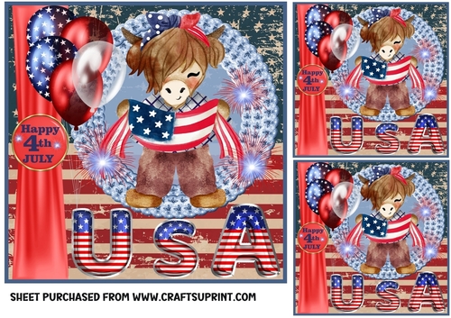 3 Happy 4th of July card front/toppers 4
