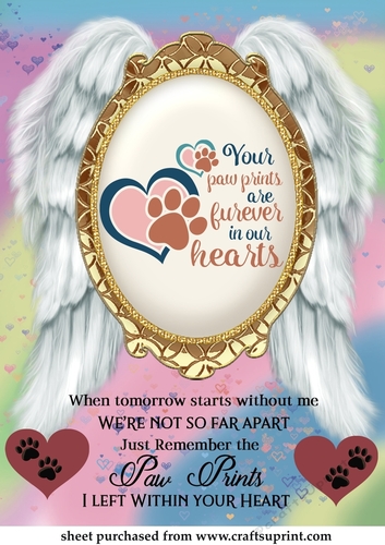 Your paw prints memorial topper(with space for name and date)