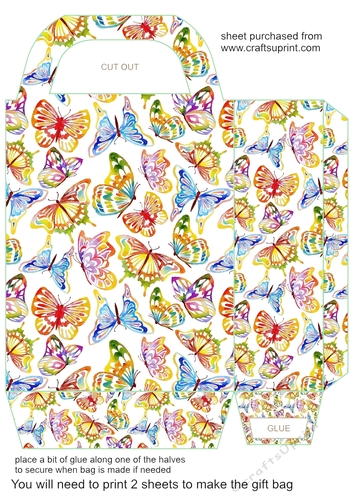 Multi coloured butterfly gift bag 3