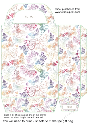 Multi coloured butterfly gift bag 4