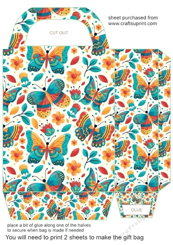 Multi coloured butterfly gift bag 9