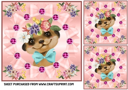 3 Pink floral animal card front/toppers 4