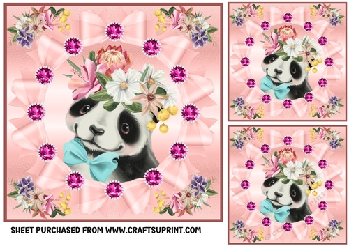 3 Pink floral animal card front/toppers 5
