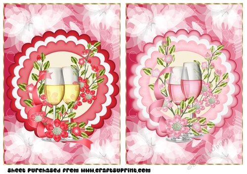 2 Wine glass and flowers card fronts