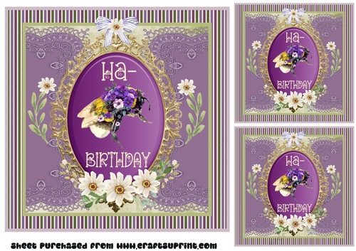3 Ha-Bee Birthday card front/toppers 1