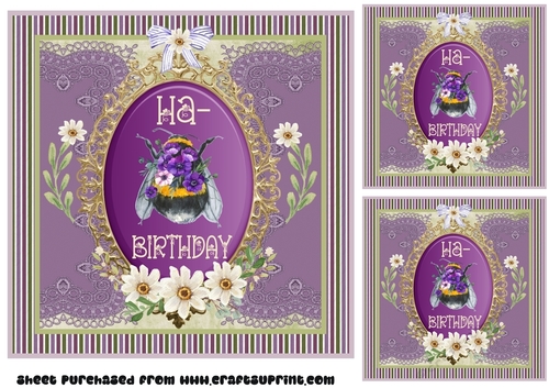 3 Ha-Bee Birthday card front/toppers 2