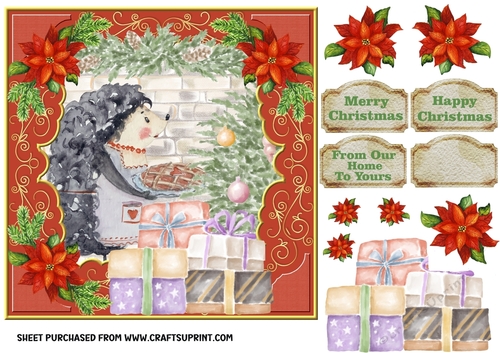 Christmas hedgehog card front 2