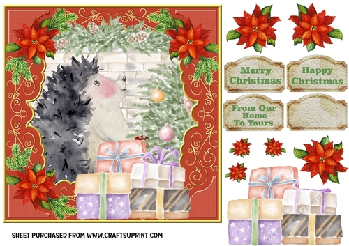 Christmas hedgehog card front 3