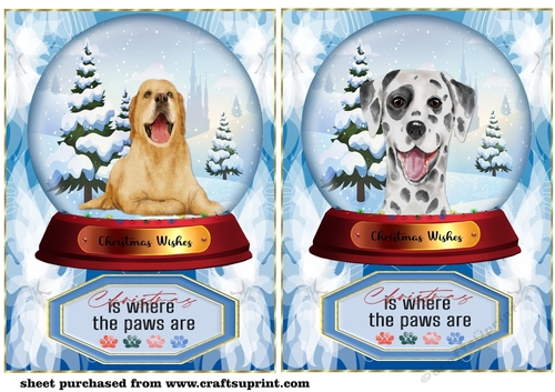 2 Blue snow globe dog card fronts 8