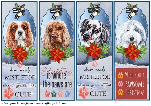 4 Cute Christmas pup bookmarks/toppers 2