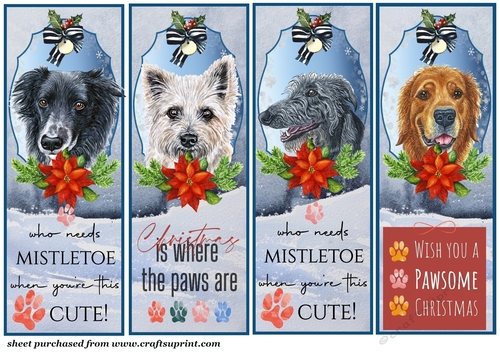 4 Cute Christmas pup bookmarks/toppers 3