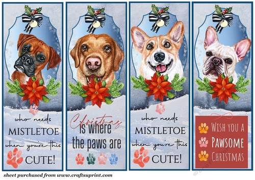 4 Cute Christmas pup bookmarks/toppers 5