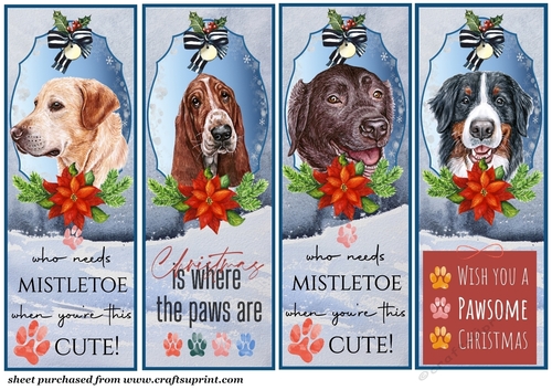 4 Cute Christmas pup bookmarks/toppers 6