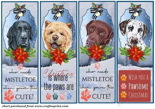 4 Cute Christmas pup bookmarks/toppers 7