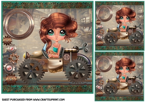 3 Girl in car card front/toppers