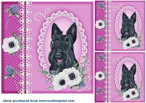 3 Scottish dog card front/toppers 1