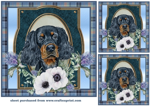 3 Blue tartan Scottish dog card front/toppers 6