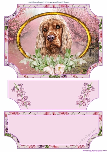 Floral English dog easel topper and stopper 1