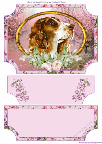 Floral English dog easel topper and stopper 12