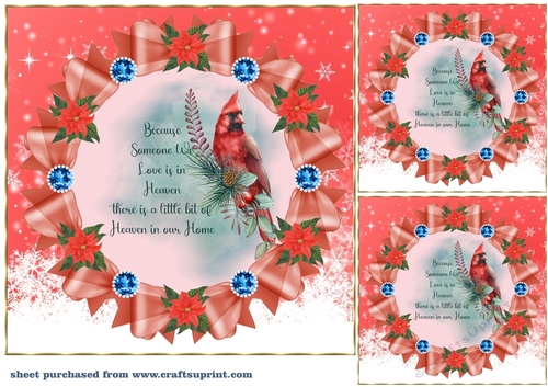3 Christmas cardinal card front/toppers 2