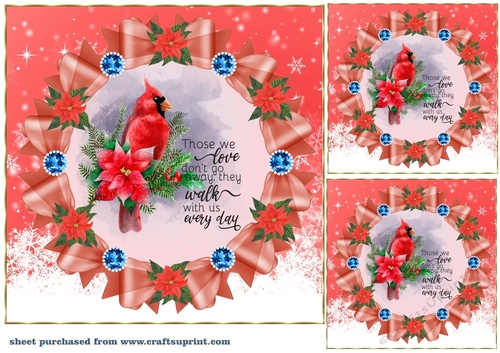 3 Christmas cardinal card front/toppers 3