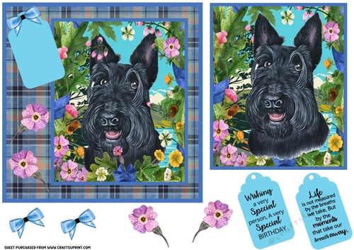Floral dog card front (choice of main picture) 1