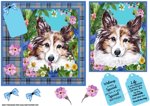 Floral dog card front (choice of main picture) 2
