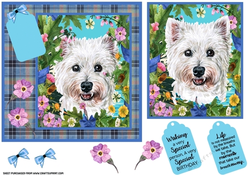 Floral dog card front (choice of main picture) 7