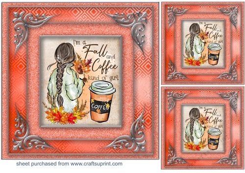 3 Coffee themed card front/toppers 3