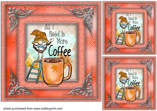 3 Coffee themed card front/toppers 5