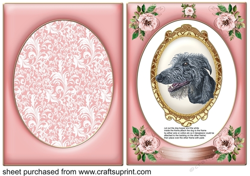 Pink rose dangling dog card front 4