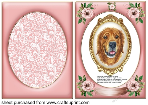 Pink rose dangling dog card front 5