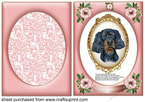 Pink rose dangling dog card front 6